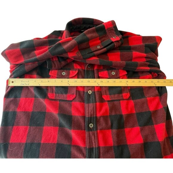 Eddie Bauer Mens TXL Red Buffalo Plaid Flannel Fleece Shirt Outdoor Lumberjack - Picture 14 of 16